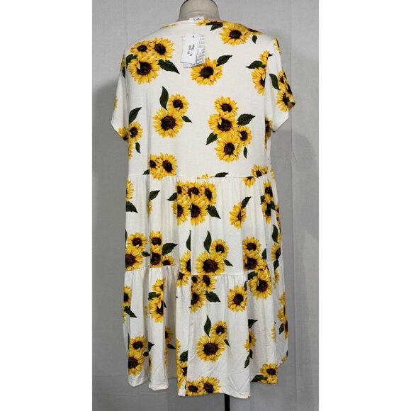 NWT LULAROE Ariel Yellow Sunflowers Floral Tiered Stretch Dress Pockets Sz XL - Picture 5 of 14